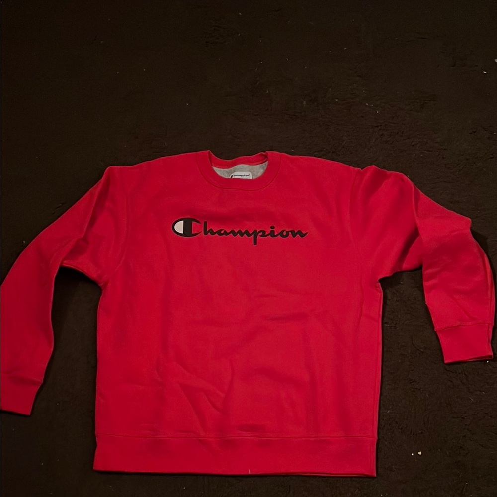 Champion Red Crewneck Sweater with Logo
